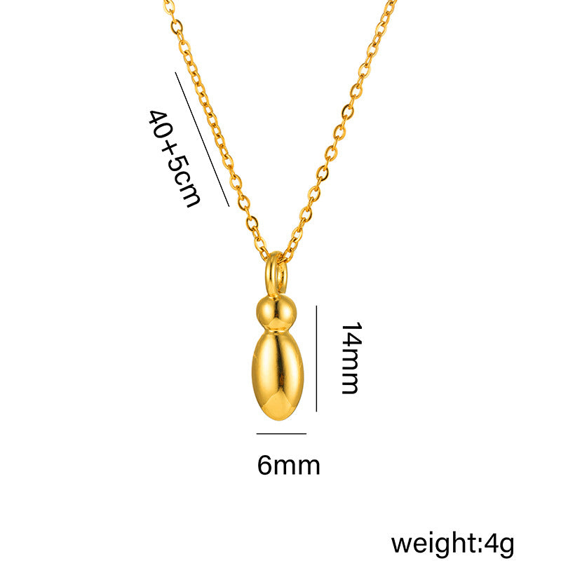 Collar minimalista de acero de titanio chapado en oro de 18 quilates con forma de letra delicada para mujer