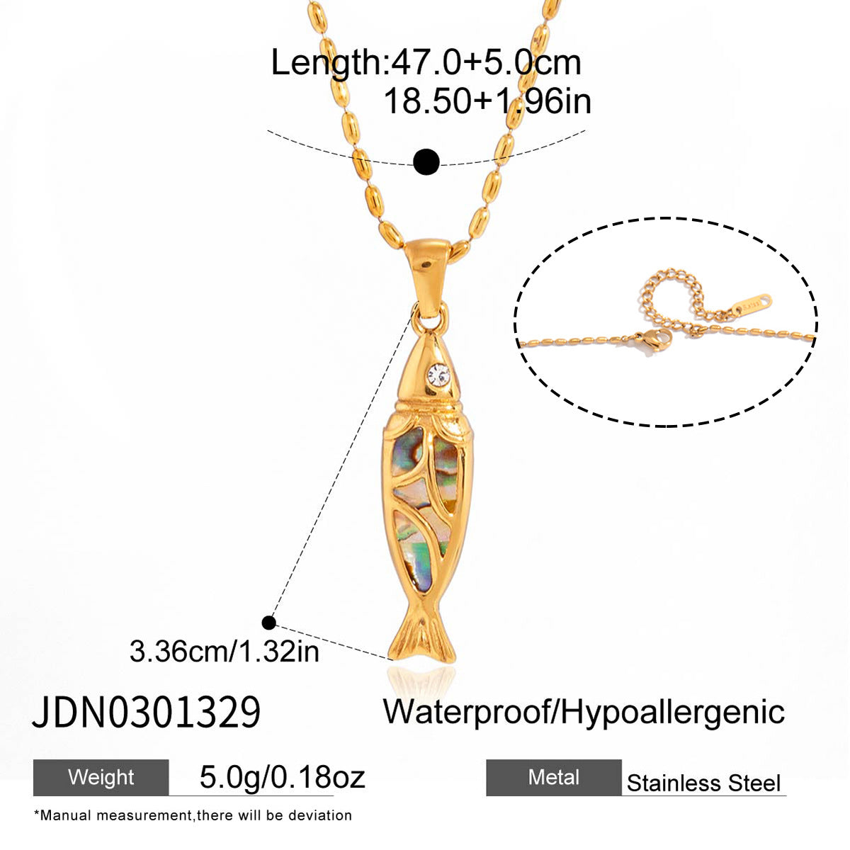 Fish Shape Titanium Steel Pendant Stainless Steel Plated Necklace and Earring Set for Women