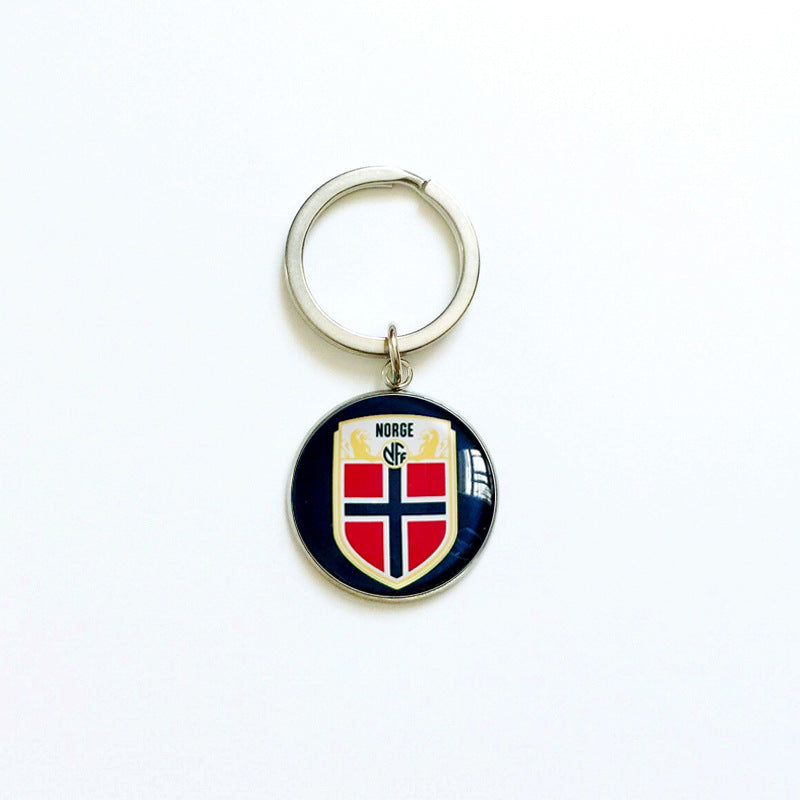 Sporty Round Stainless Steel Keychain National Football Team Souvenir Gift
