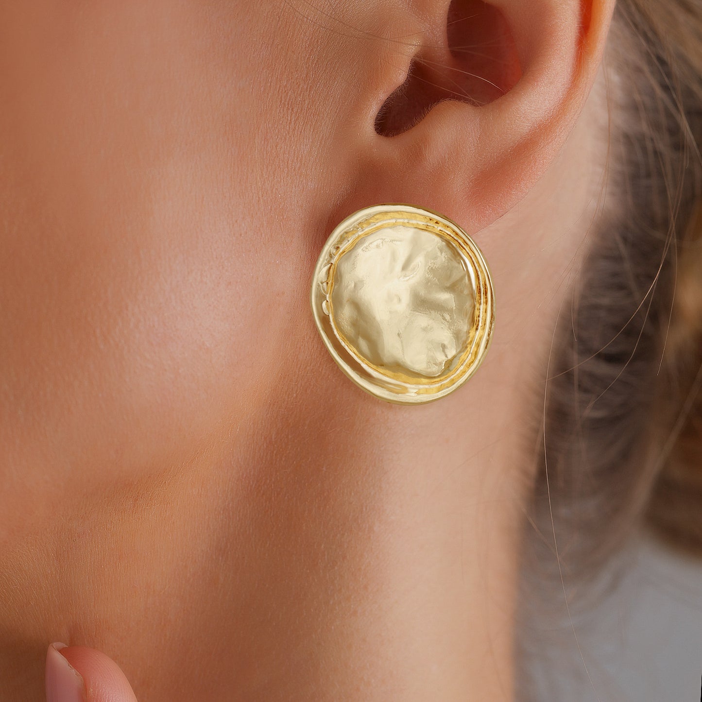 Pendientes vintage de girasol geométricos en aleación de zinc con acabado chapado para mujer