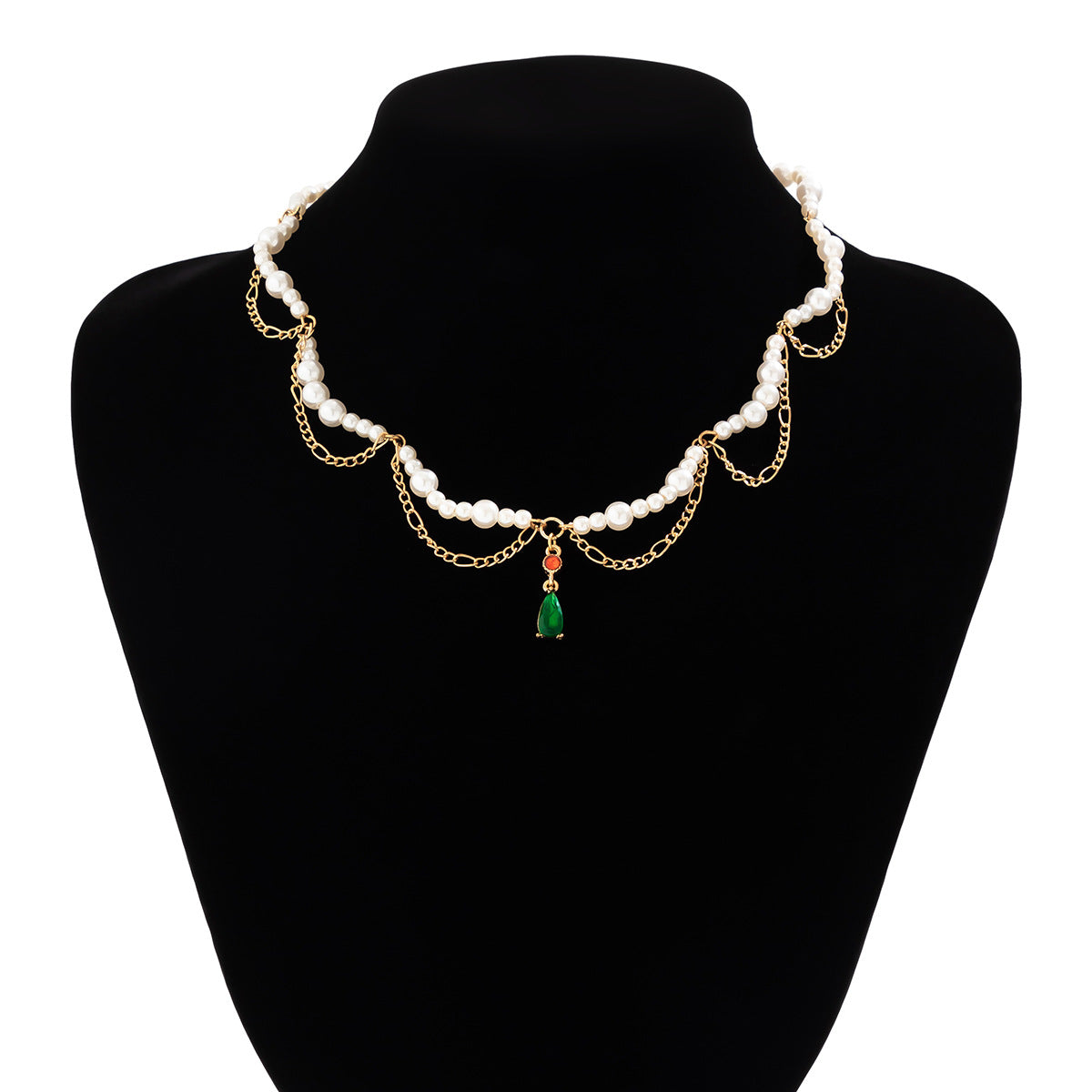 Minimalist Wave-Shaped Tassel Necklace with Alloy Chain and Rhinestone Pendant for Women