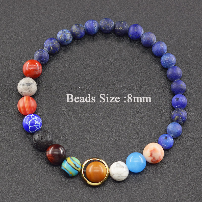 Classic Sweet Natural Gemstone Round Geometric Stretch Bracelet Unisex Jewelry Gift