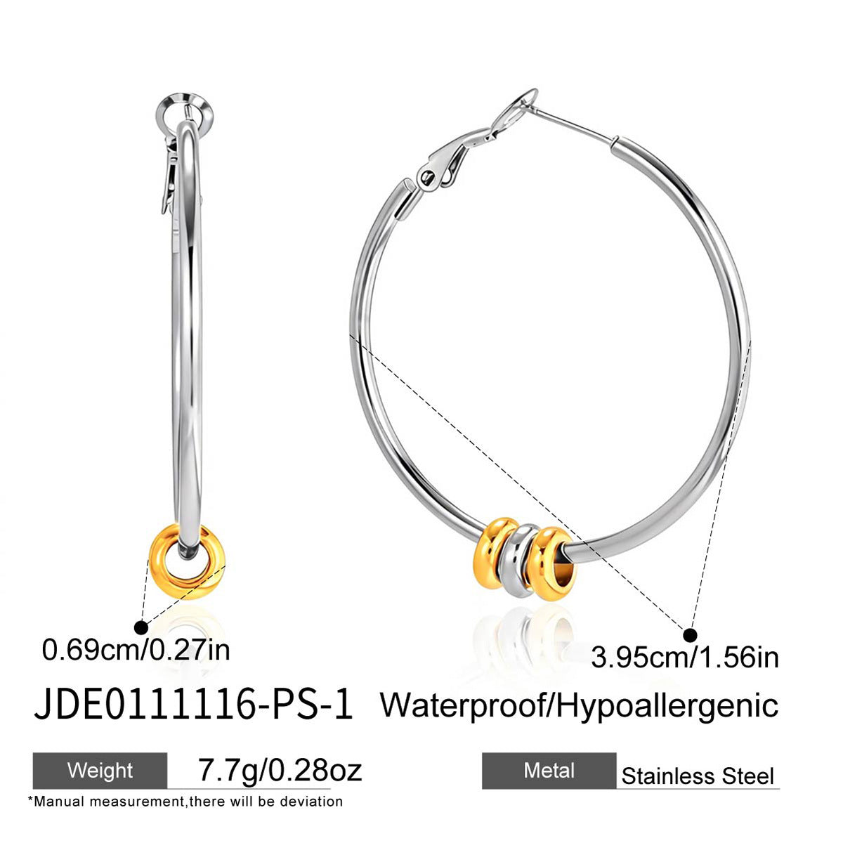 Elegant Round Geometric Stainless Steel Plated Cubic Zirconia Hoop Earrings for Women