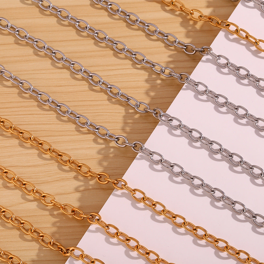 Collar Cruzado Minimalista de Acero de Titanio Geométrico para Mujer con Cadena de Acero Inoxidable Chapada en Oro de 18K