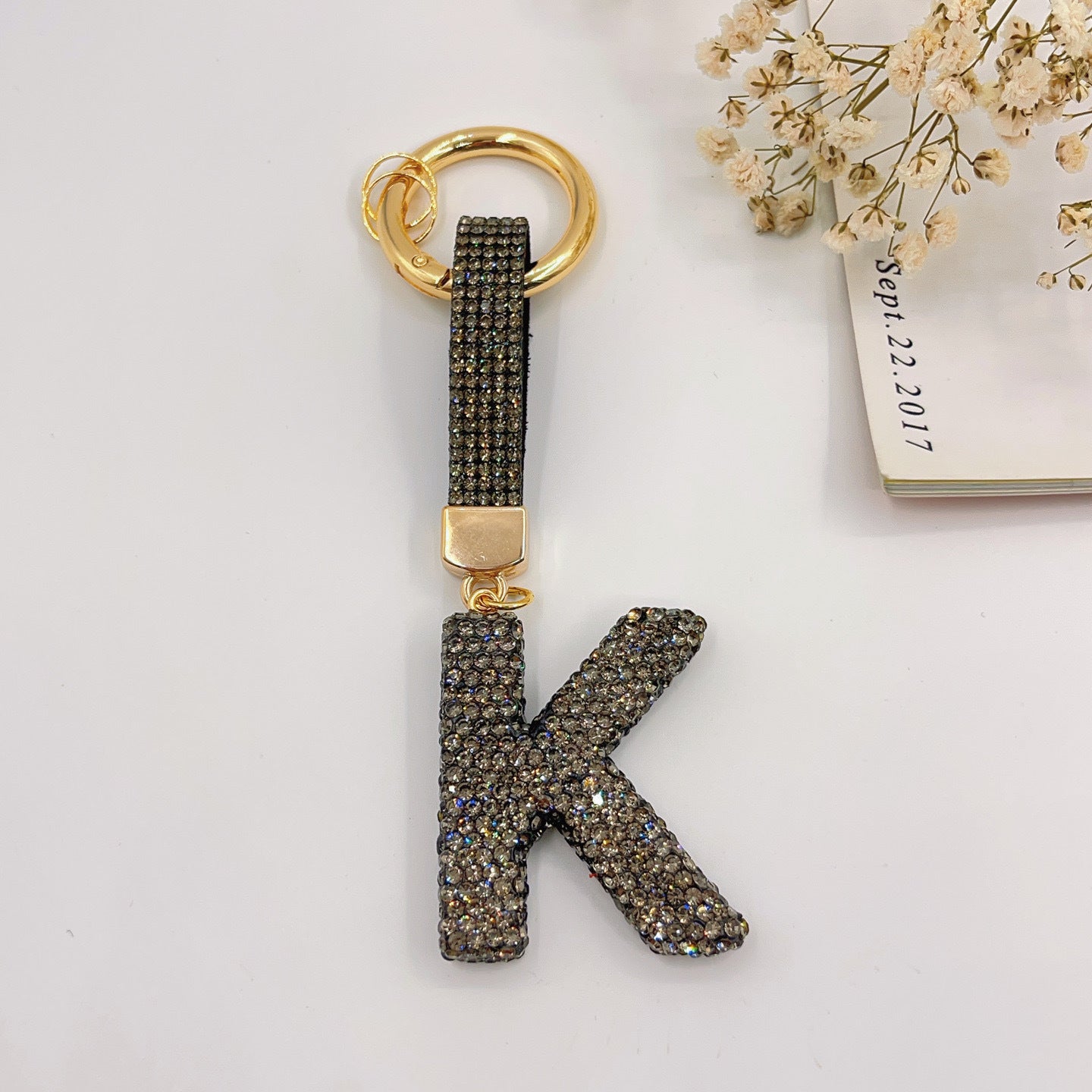 Sweet Rhinestone Inlay Letter Resin Keychain Charm Bar