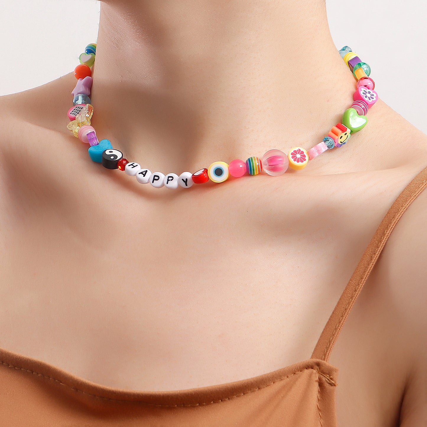 Bohemian Multicolor Alloy Letter Necklace for Women with Geometric Pendant and Plated Finish