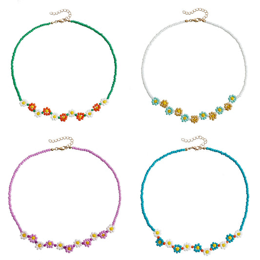 Collana da Donna Retrò Artistica con Ciondolo a Forma Geometrica in Lega, Girocollo Placcato con Perline Colorate