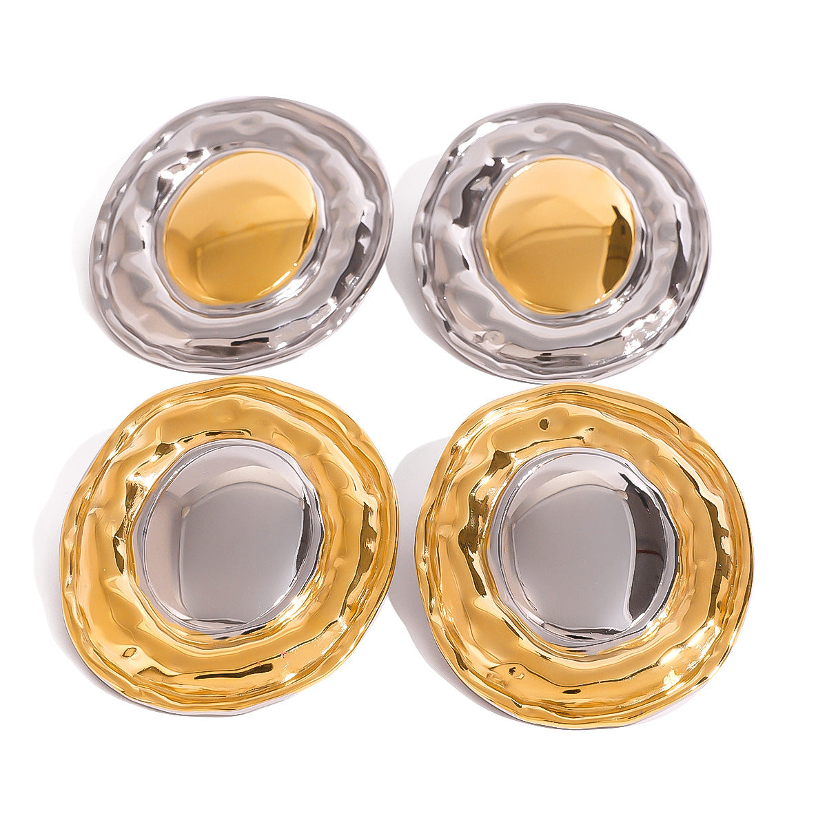 Orecchini geometrici vintage in acciaio inossidabile placcati oro e argento da donna