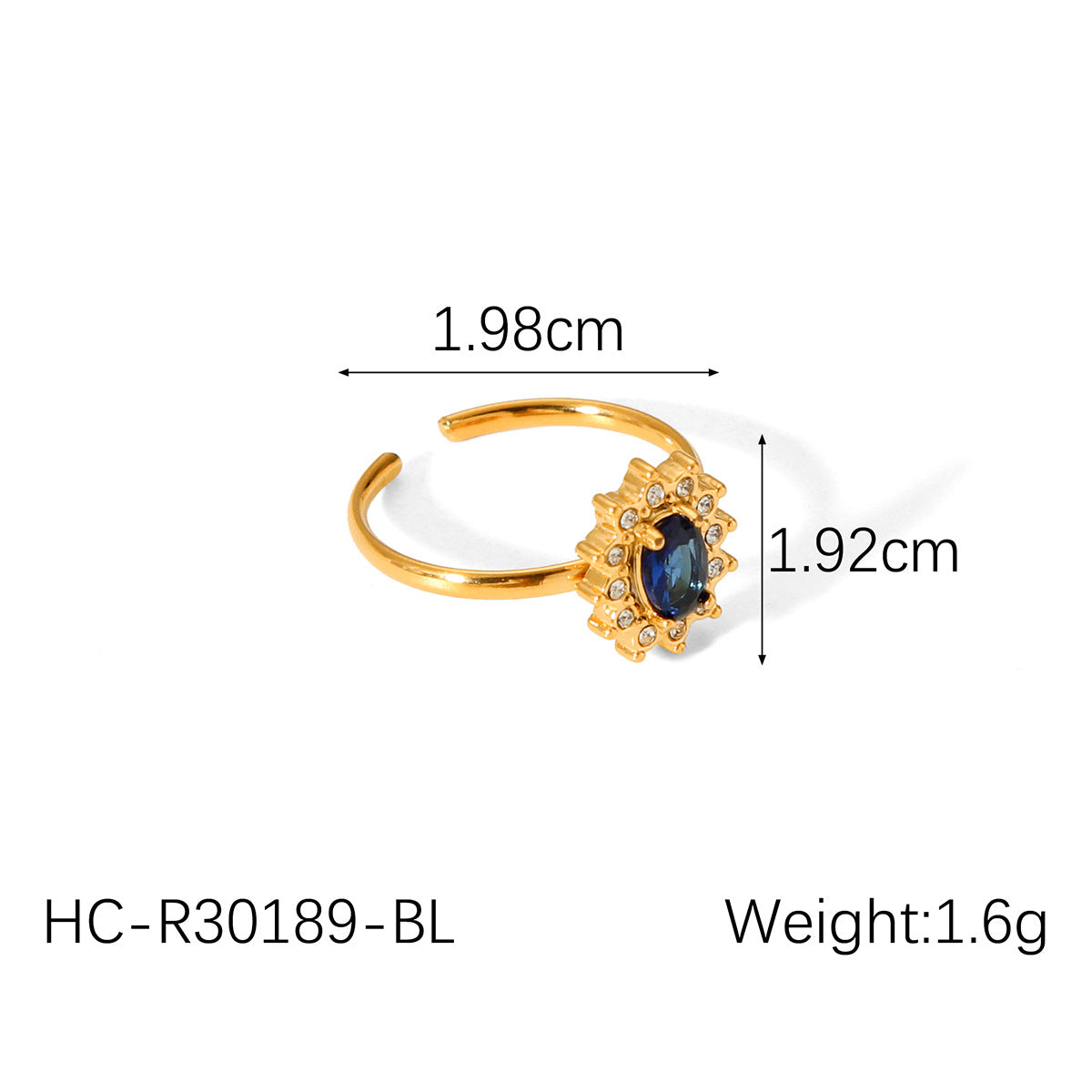 Anello da Donna Minimalista Geometrico in Acciaio al Titanio con Intarsi in Strass e Finitura Placcata