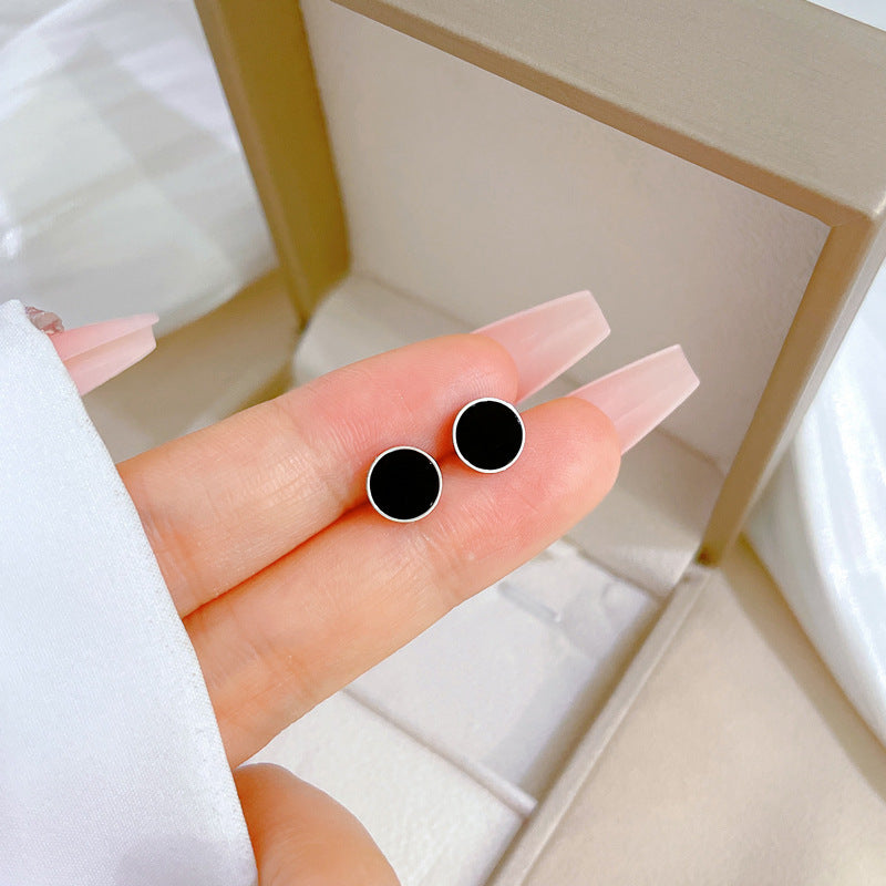 Minimalist Sweet Geometric Titanium Steel Plated Stud Earrings