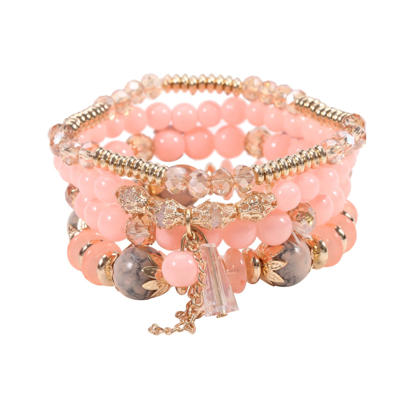 Bohemian Plated Agate Crystal Floral Bracelet Set Unisex