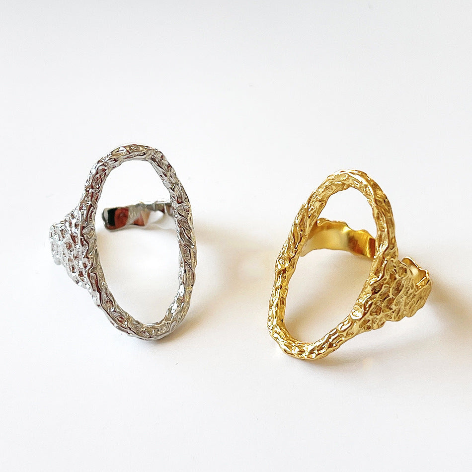 Irregular Geometric Shape 925 Sterling Silver Ring for Women with Plated Finish