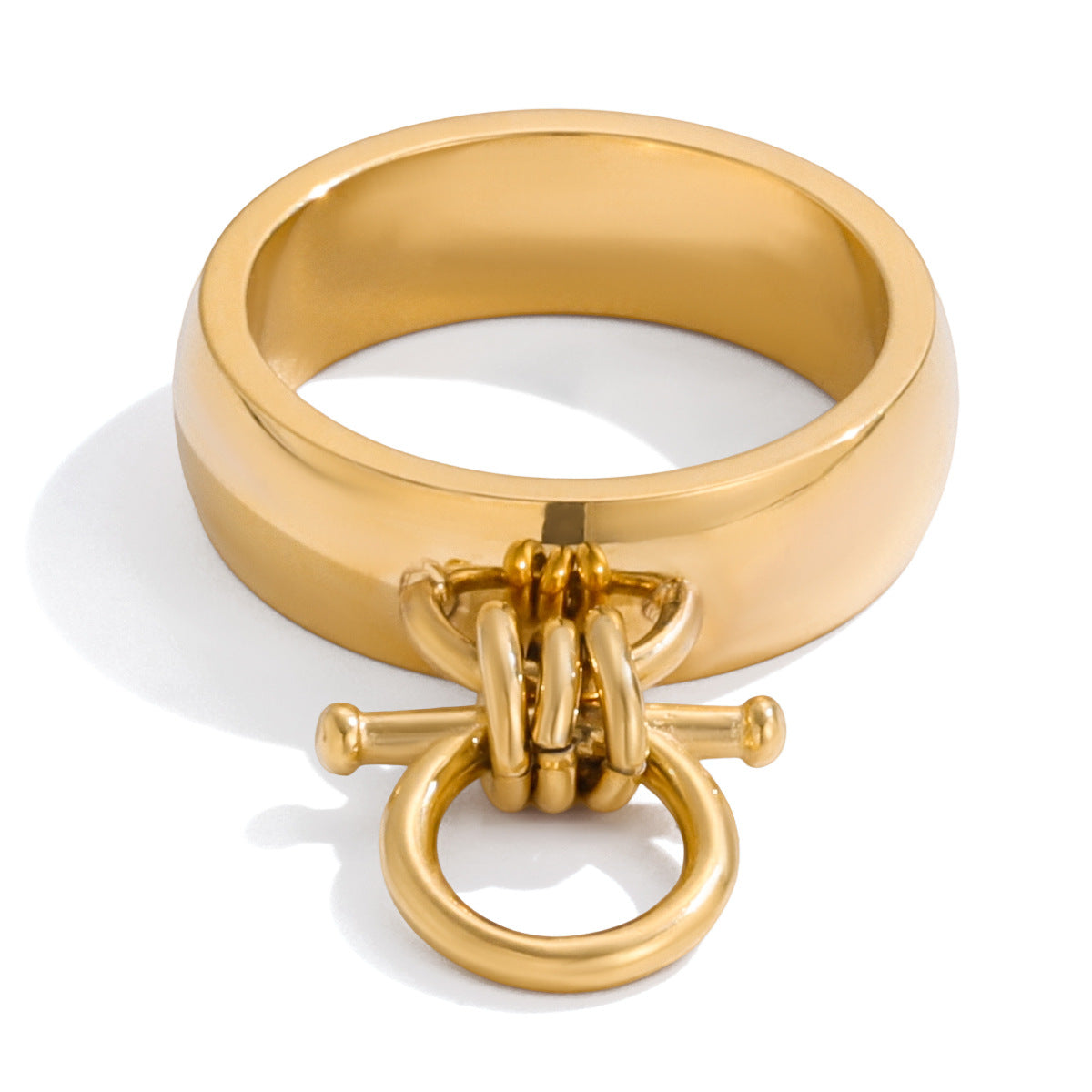 Anello geometrico in acciaio al titanio da donna con finitura galvanica Gioielli minimalisti alla moda