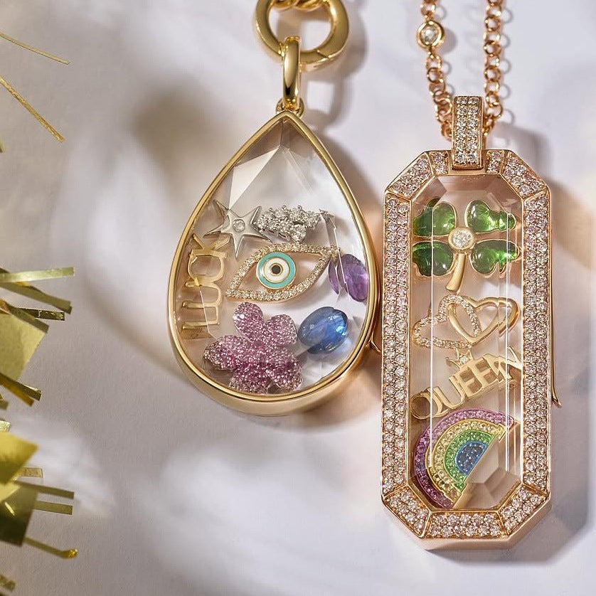 Collana da uomo e da donna con ciondolo a barra geometrico quadrato a quadrifoglio fai da te in ottone placcato oro 18K, stile minimalista