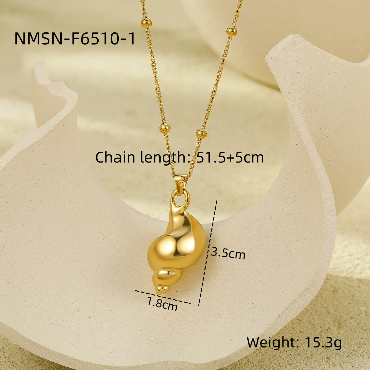 Collar Minimalista con Colgante de Concha para Mujer en Acero Inoxidable con Baño de Oro, Elegante Cadena para la Clavícula