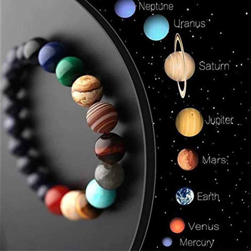 Unisex Round Geometric Volcanic Stone Bracelet