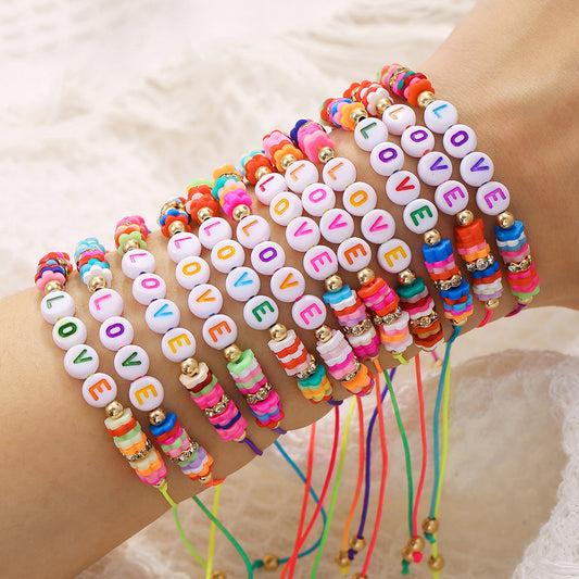 Colorful Letter LOVE Geometric Resin Bracelet for Unisex