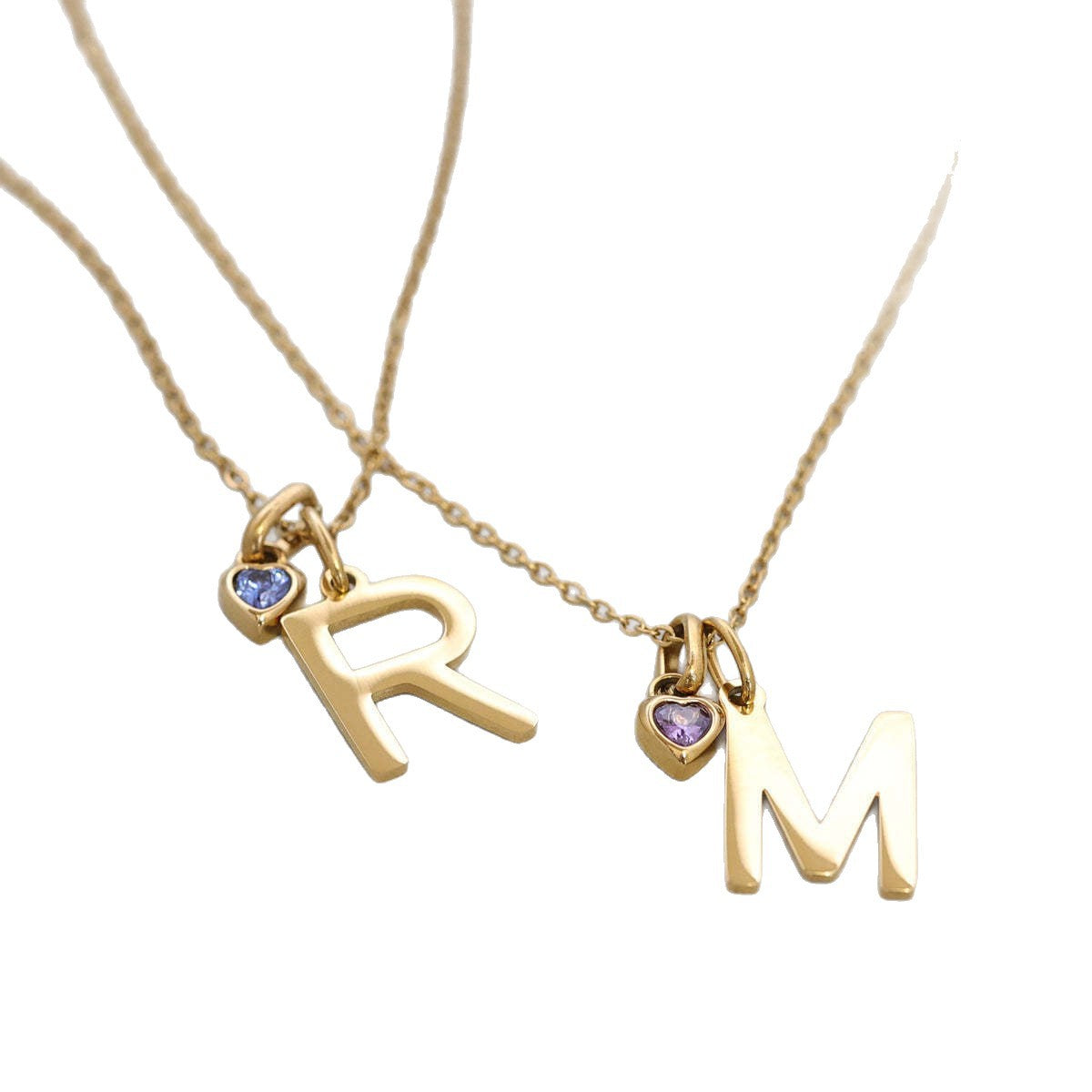 Minimalist Titanium Steel Plated Heart Letter DIY Charm Bar Pendant