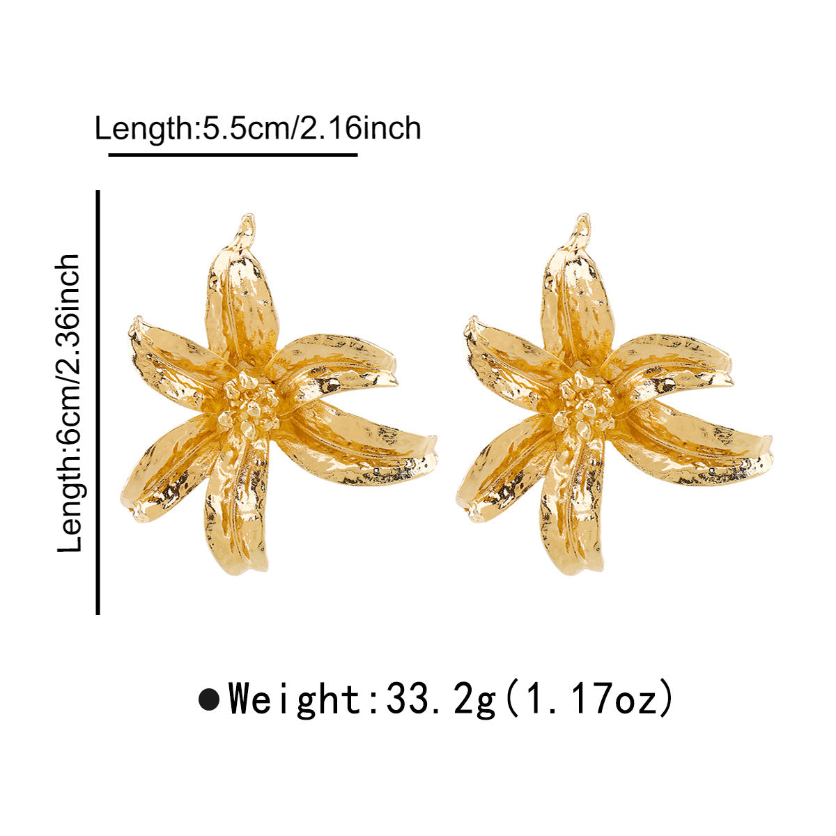 Vintage Oversized Floral Alloy Earrings with Geometric Shape and Plated Finish for Women