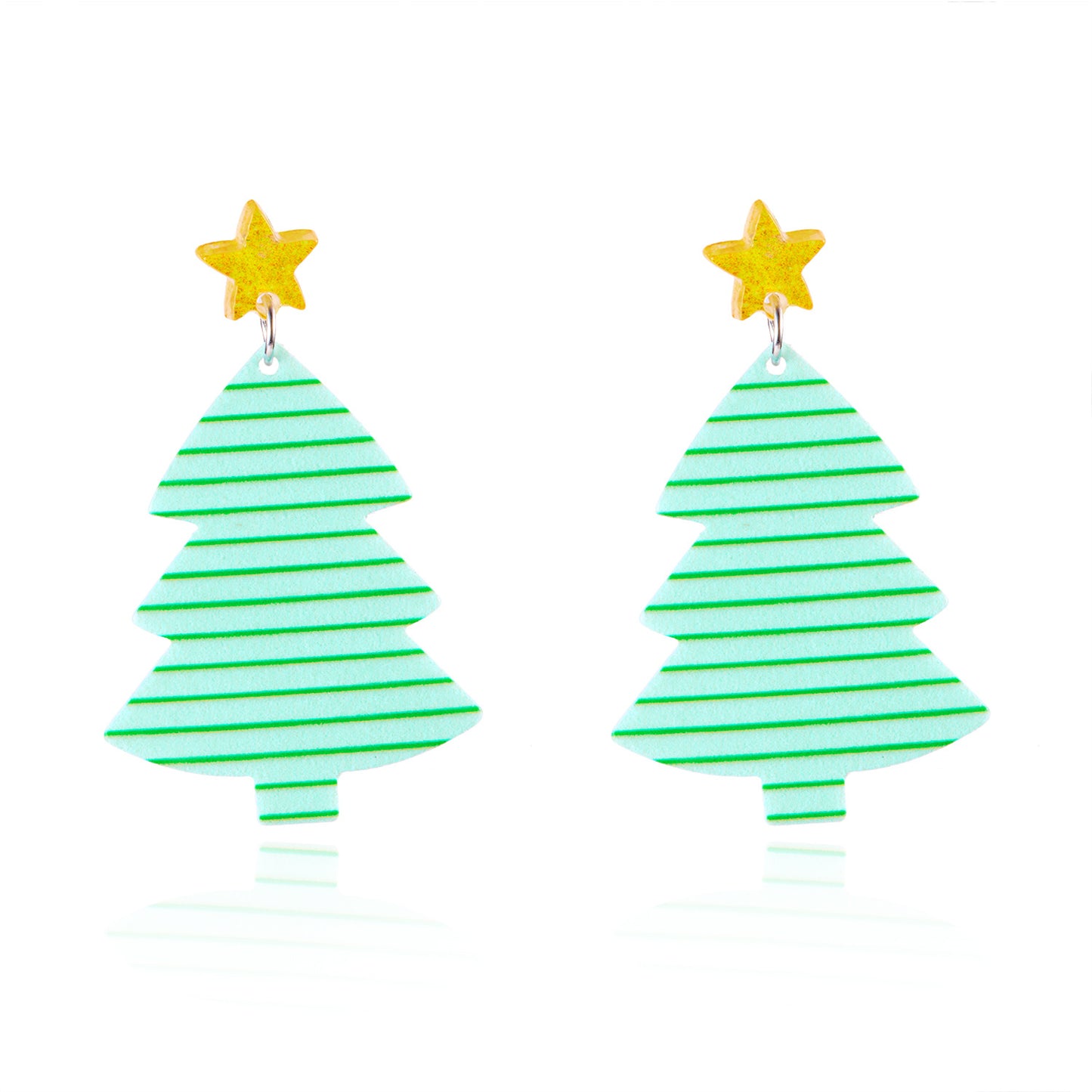 Orecchini a perno in acrilico per Natale, dolci e audaci, con fantasia di bastoncino di zucchero, omino di pan di zenzero e albero di Natale, da donna