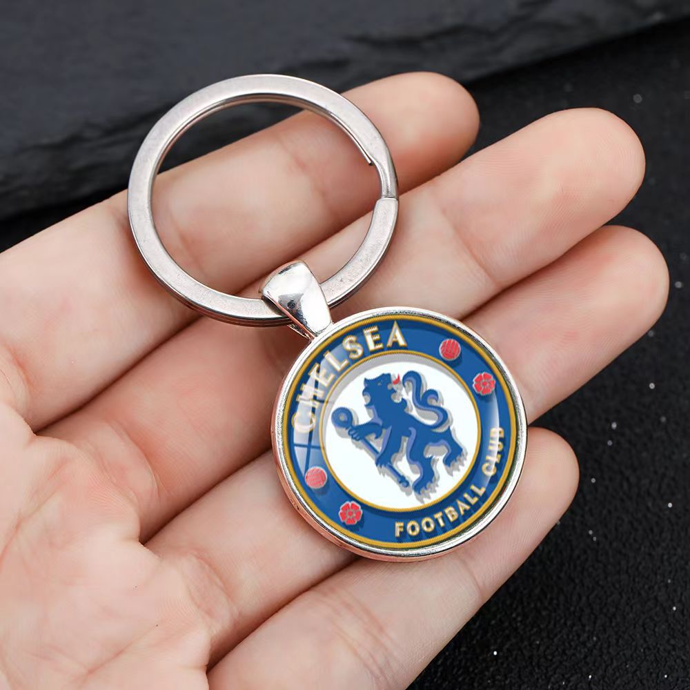 Minimalist Zinc Alloy Keychain with Team Crest Pattern