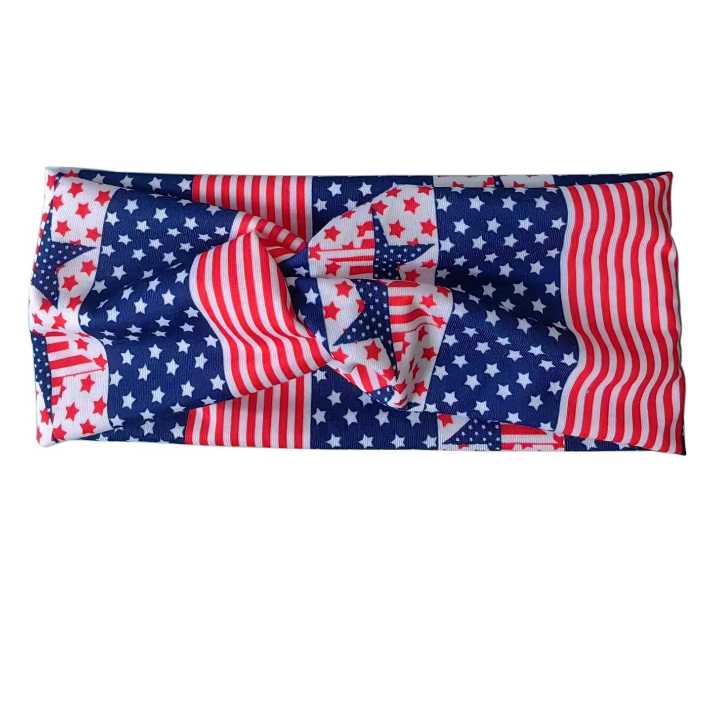 Fascia per Capelli Sportiva Stampa Foglie Bandiera Americana Rosso Bianco Blu a Strisce per Yoga Fitness Festa