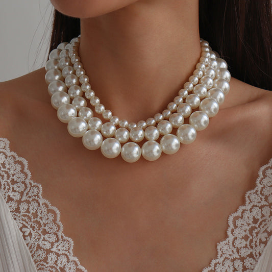 Sweet and Edgy Geometric Pearl Choker Necklace for Women with Handcrafted Finish