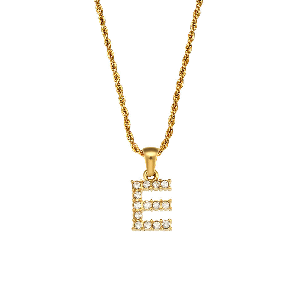 Collana da donna minimalista con pendente a lettera in stile Ins, catena in acciaio inossidabile e pendente in acciaio al titanio placcato