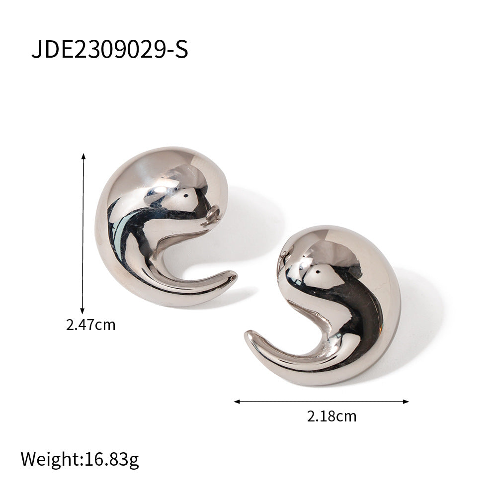 Minimalist Geometric Stainless Steel Hoop Earrings for Women with Polished Finish