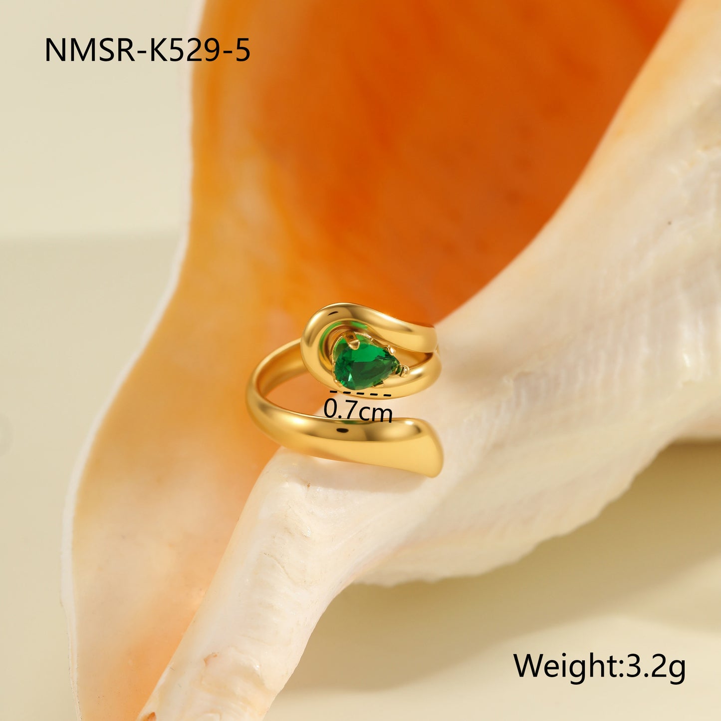 Anillo de Acero Inoxidable Geométrico Minimalista con Baño de Oro de 18K y Detalles de Remaches Esféricos Irregulares para Mujer