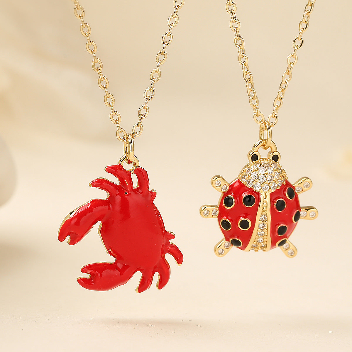 Minimalist Geometric Drip Oil Brass Crab Pendant Necklace for Women