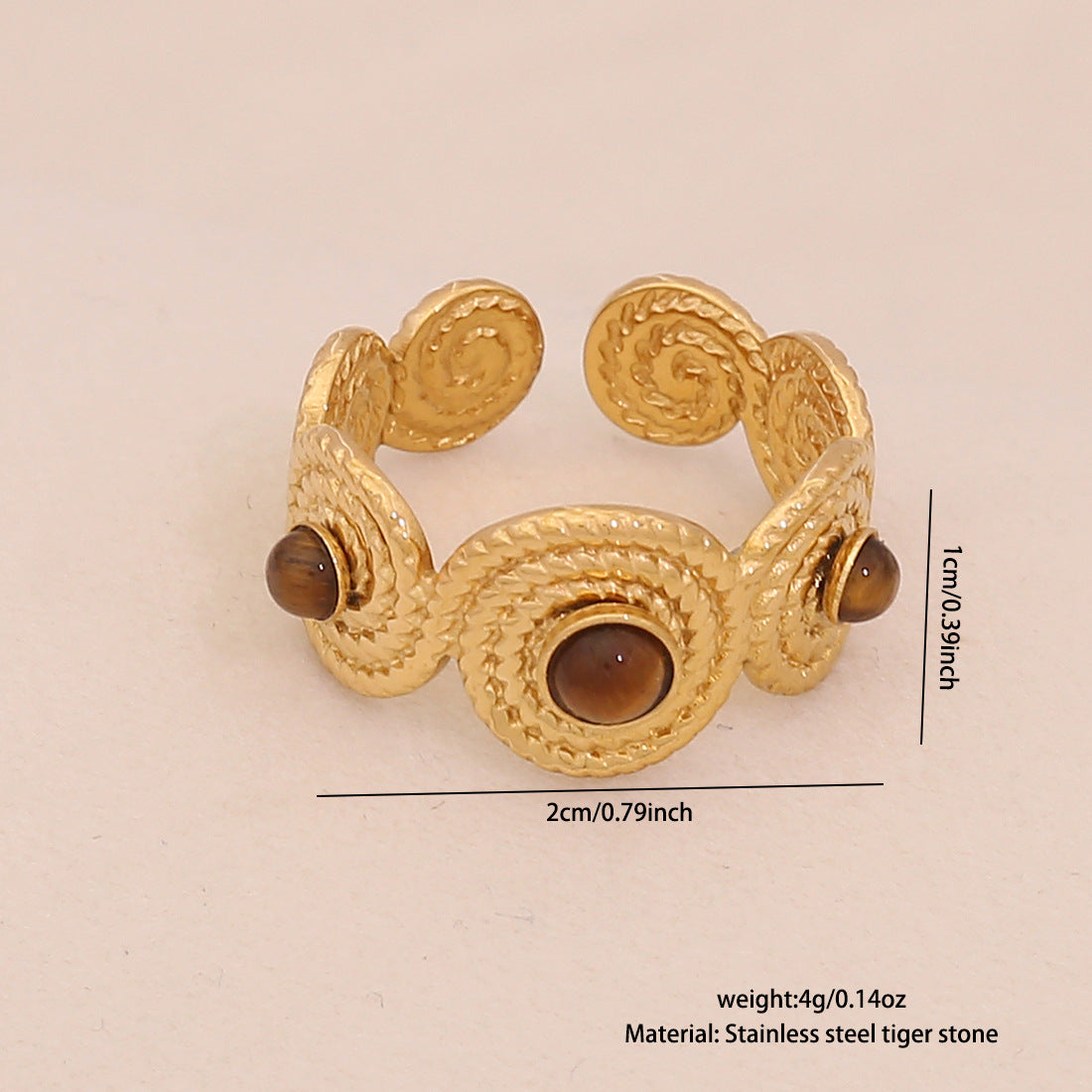 Anello da donna minimalista geometrico retrò in acciaio inossidabile con finitura placcata