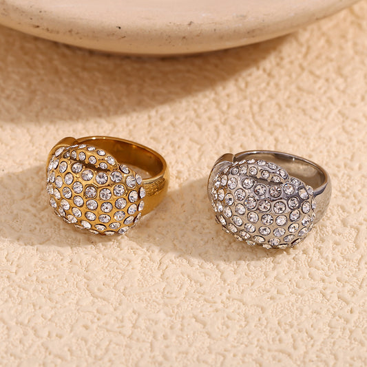 Vintage-Inspired Geometric Stainless Steel Ring with 18K Gold Plating for Men