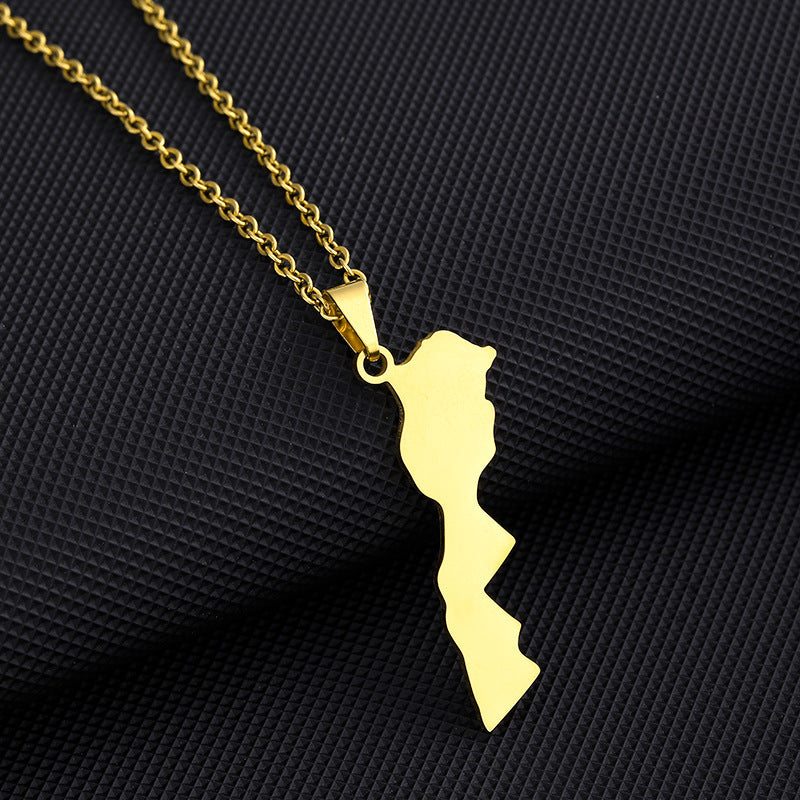 Collar con colgante de esmalte marroquí geométrico minimalista de acero inoxidable con cadena O para uso unisex