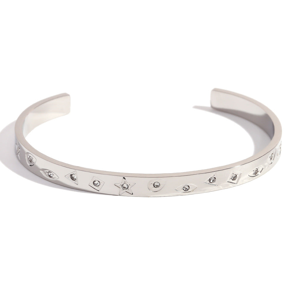 Minimalist Ocean-Inspired Stainless Steel Plated 18K Gold Bracelet for Women with Geometric Pattern