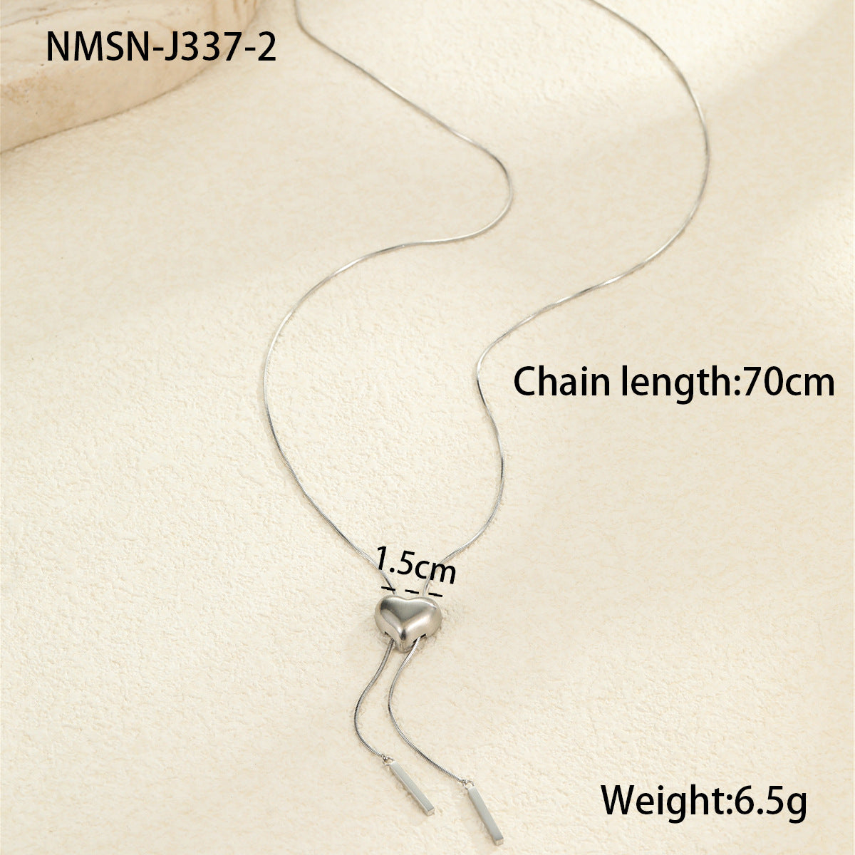 Collana Minimalista in Acciaio al Titanio con Cuore e Catena Y Regolabile, Ciondolo in Acciaio Inox Placcato Oro 18K e Dettaglio Nappa