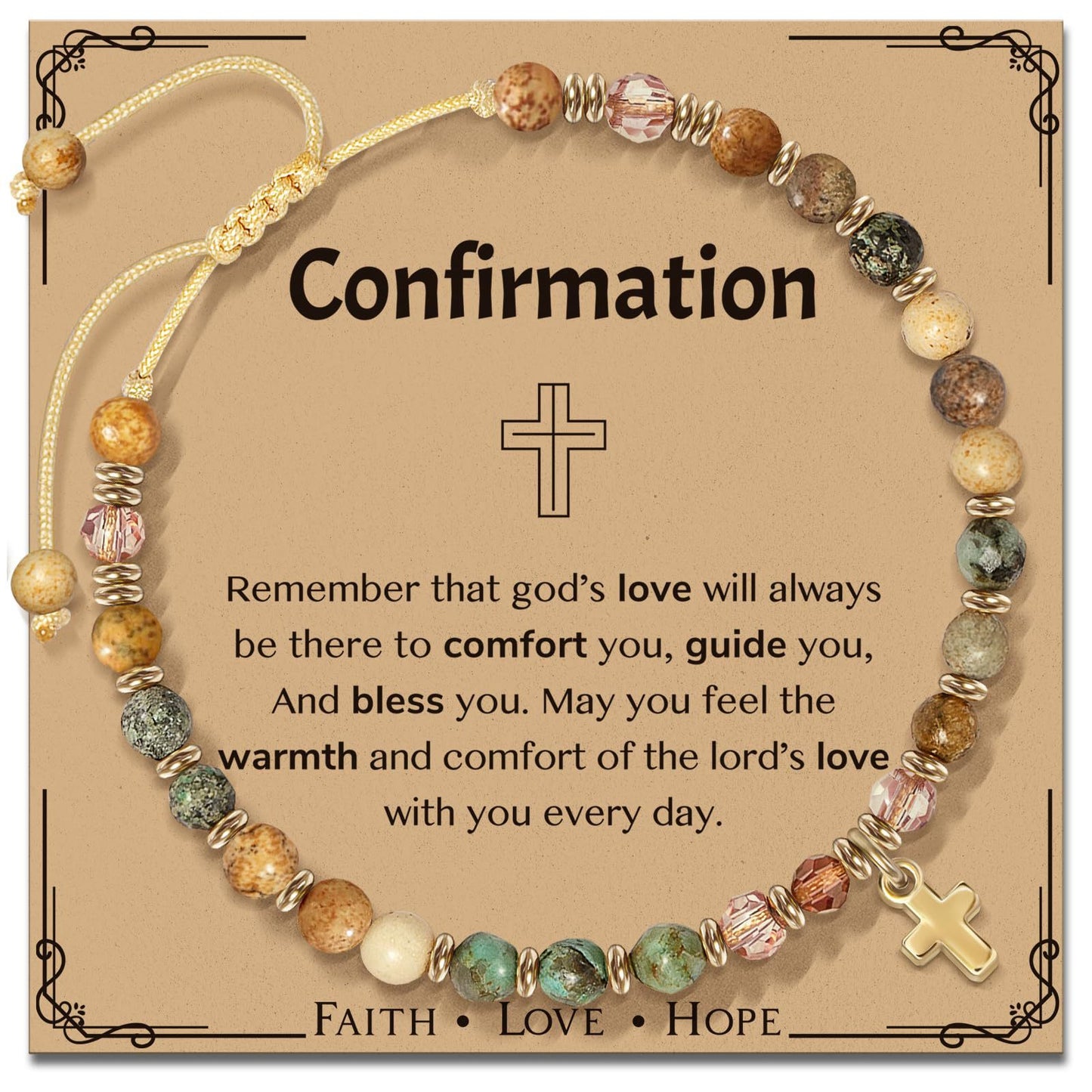 Minimalist Natural Agate Cross Pendant Bracelet for Women