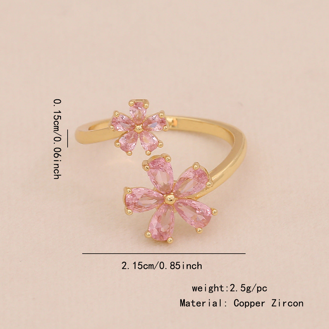 Fashionable Heart-Shaped and Bowknot-Designed Copper Ring with Cubic Zirconia Inlay for Women