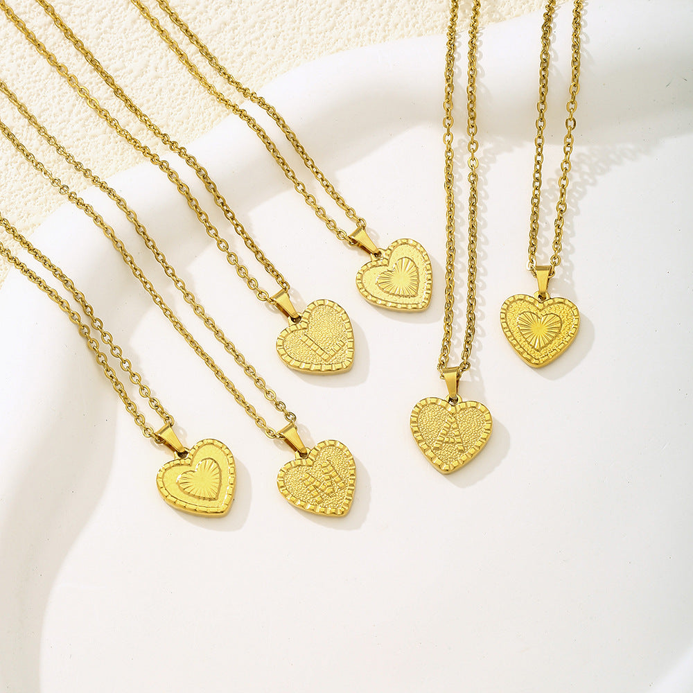 Elegante collana con ciondolo a forma di cuore in acciaio inossidabile con lettera, per donna, finitura placcata, stile catena O