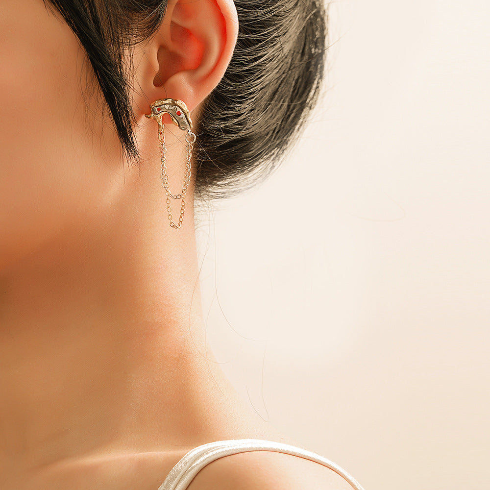 Two-Tone Gold and Silver Plated Alloy Geometric Heart Tassel Earrings for Women