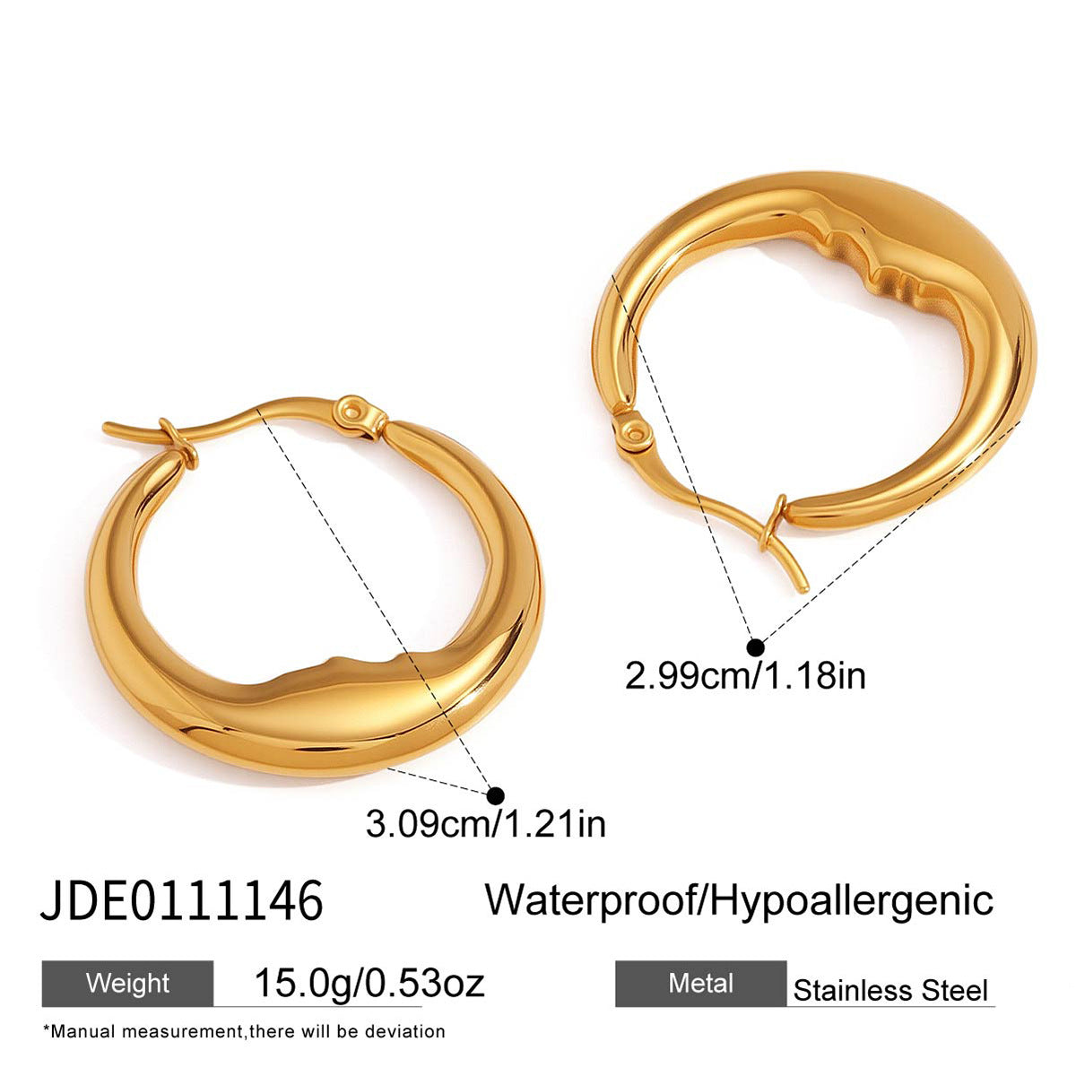 Elegant Minimalist Moon Stainless Steel Plated Earrings for Women