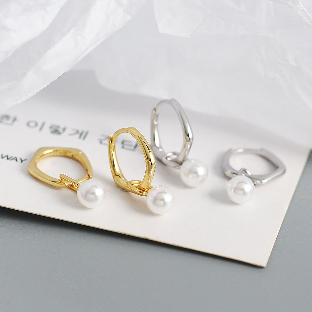 Orecchini a perno geometrici vintage in argento sterling S925 da donna con dettaglio lineare