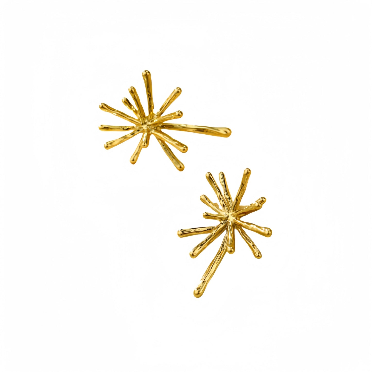Elegantes pendientes de acero inoxidable de copo de nieve irregular para mujer con baño de oro de 18 quilates
