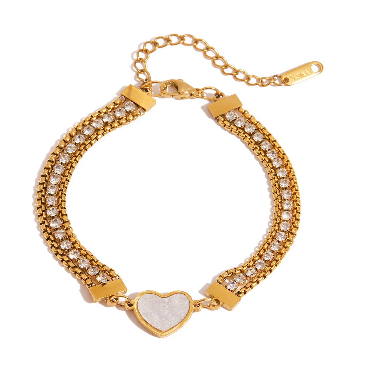 Elegante Bracciale Placcato in Acciaio Inossidabile a Forma di Cuore per Donne con Dettagli in Strass Gioielli di Lusso