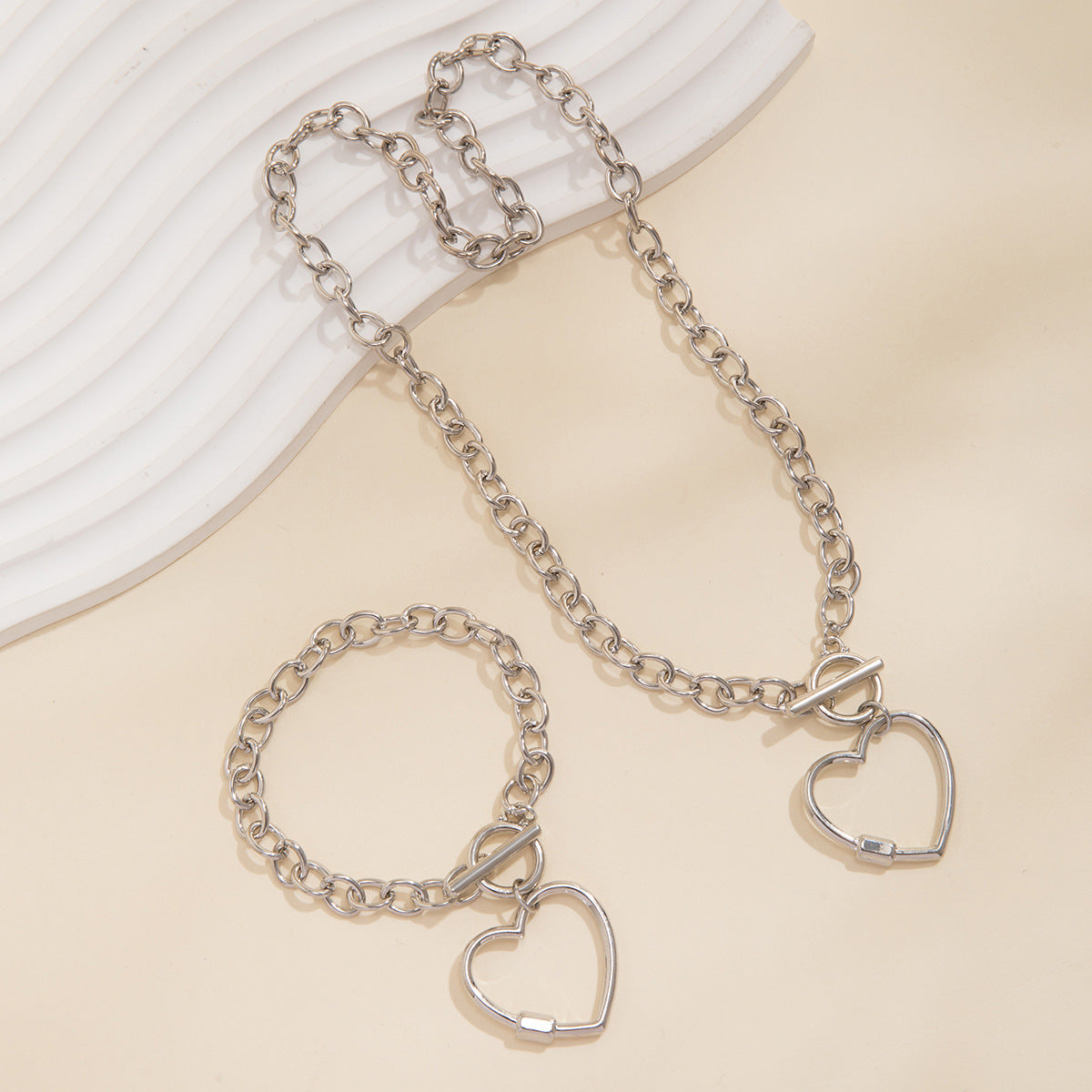 Minimalist Heart and Star Alloy Plated Necklace with Cable Chain for Women