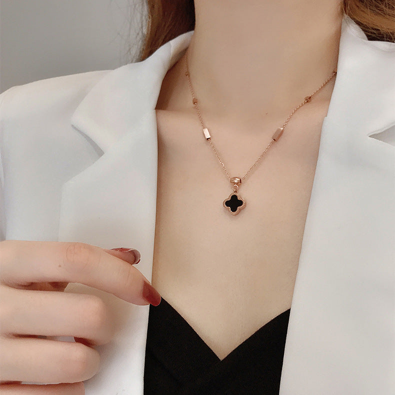 Minimalist Roman Numeral Pendant Necklace in Titanium Steel with Plated Finish for Women and Men