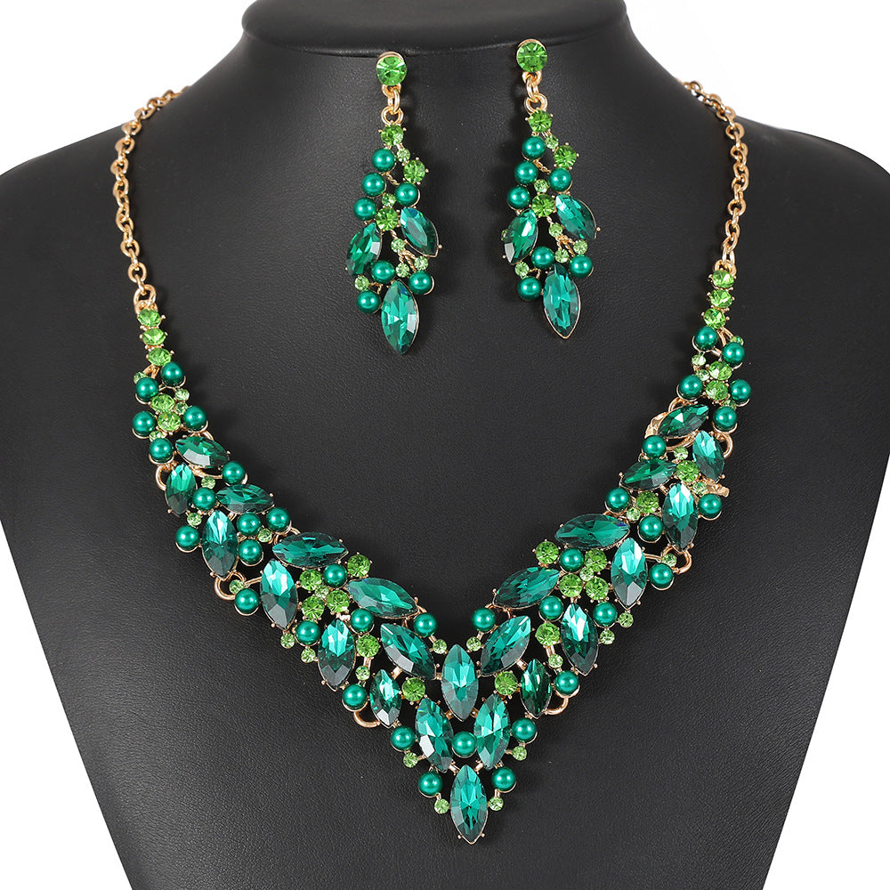 Elegant Alloy Necklace and Earrings Set with Heart Teardrop Bell Pendant, Wheat and Leaf Motifs, Plated Finish for Women