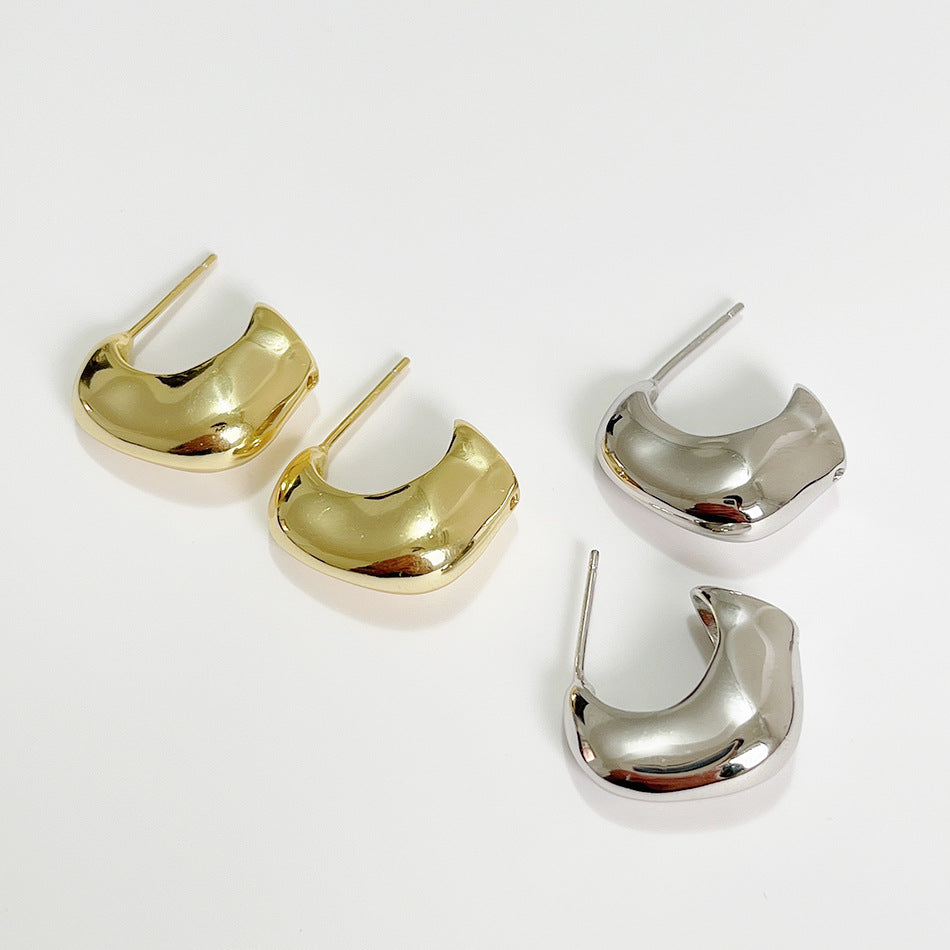 Minimalist 925 Sterling Silver Geometric Irregular Earrings Plated