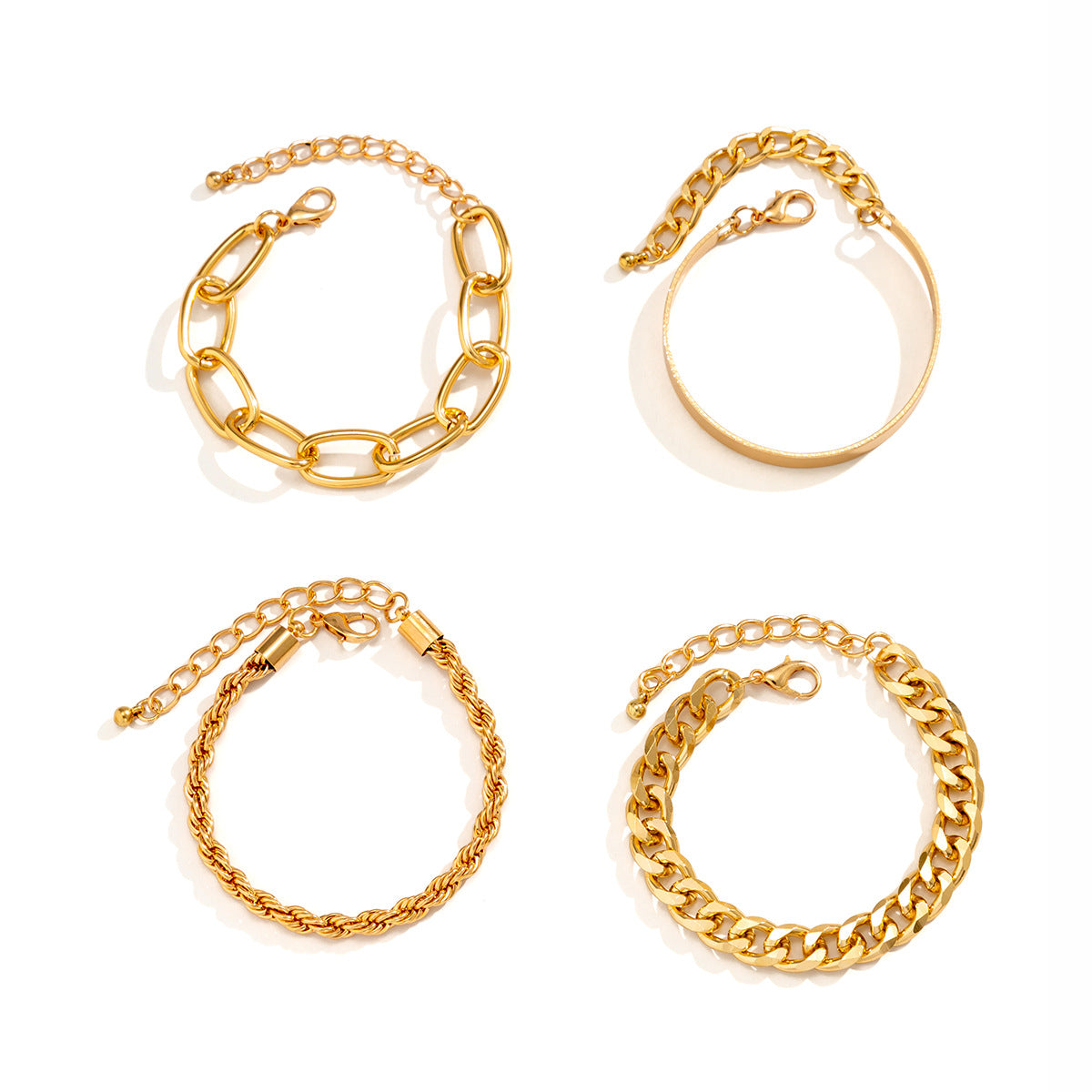Bracciale a maglie cubane in lega con corda ritorta geometrica personalizzata con intarsio di strass da donna
