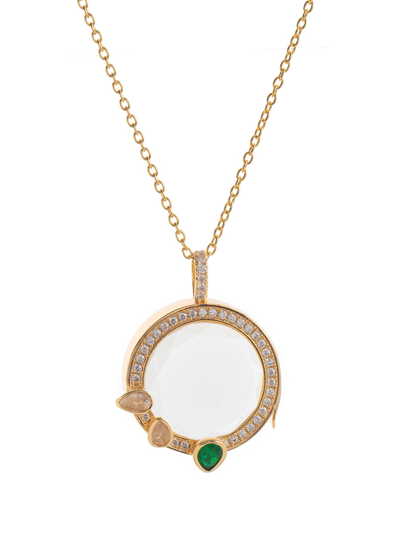 Vintage 14K Gold Plated Brass Geometric Round Locket Charm Bar for DIY Necklace